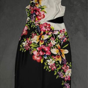 Women's Beautiful Floral Causal W/ Sheer See-Through Waist Dress